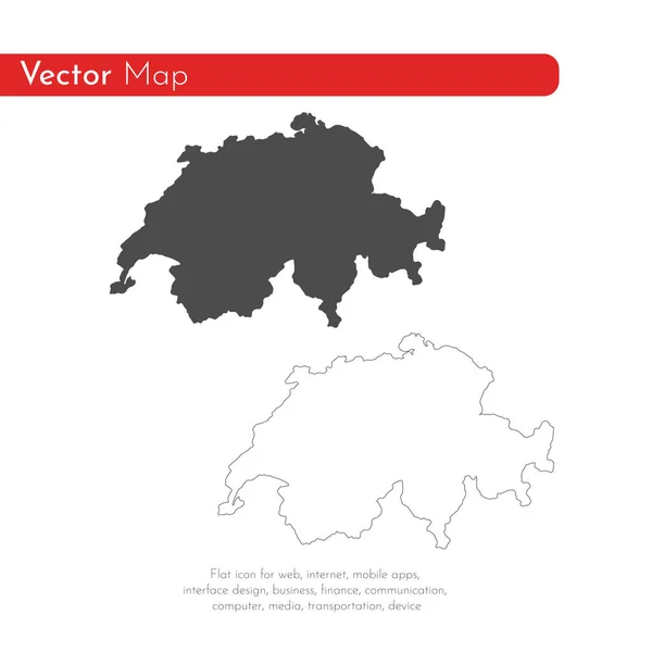 Vektorová Mapa Švýcarska Izolované Vektorové Ilustrace Černá Bílém Pozadí Obrázek — Stock fotografie