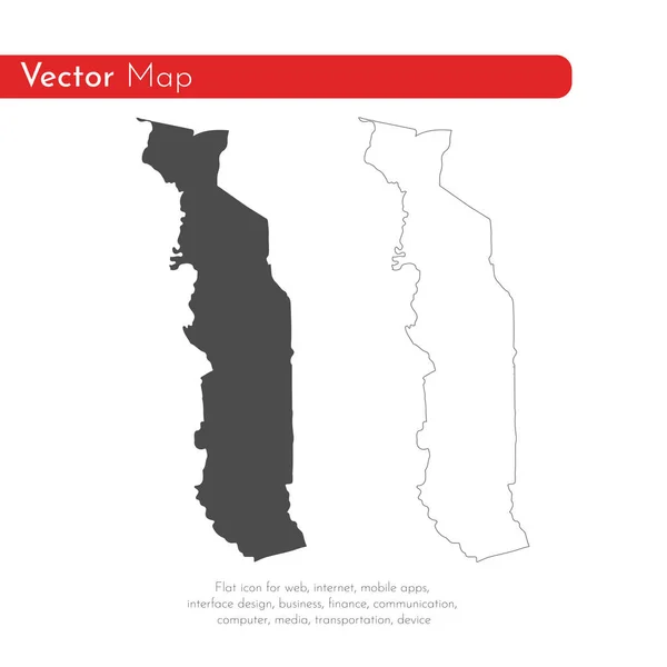 Mapa Vetorial Togo Ilustração Vetorial Isolada Preto Sobre Fundo Branco — Fotografia de Stock