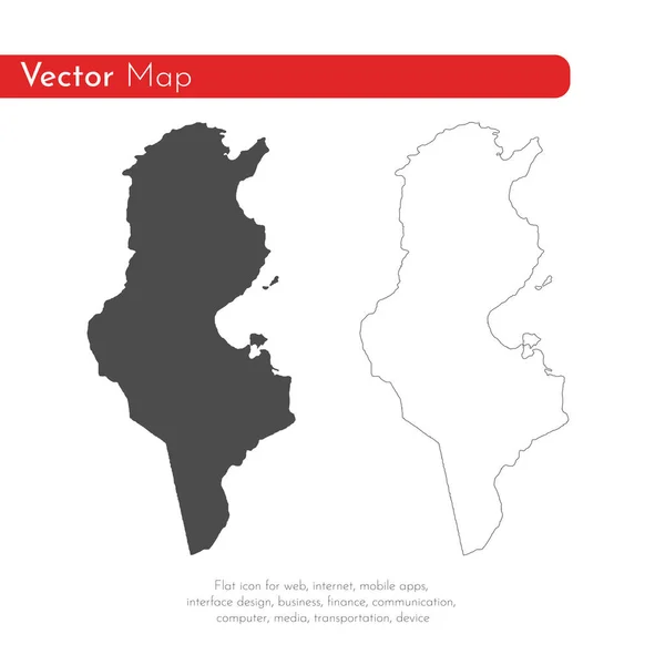 Vektorová Mapa Tuniska Izolované Vektorové Ilustrace Černá Bílém Pozadí Obrázek — Stock fotografie