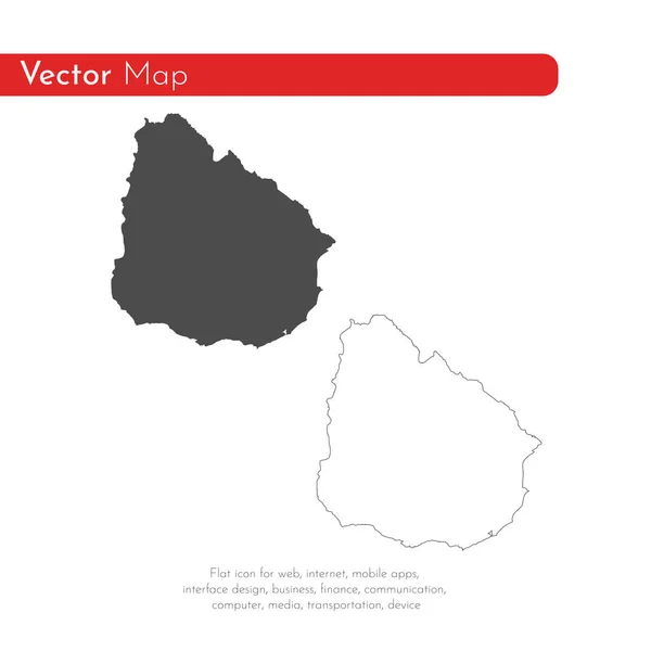 Mapa Vectorial Uruguay Ilustración Vectorial Aislada Negro Sobre Fondo Blanco — Foto de Stock