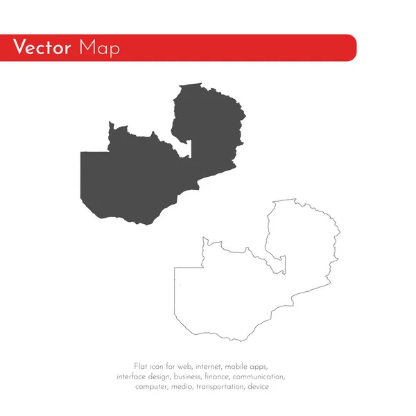 Mapa Vectorial Zambia Ilustración Vectorial Aislada Negro Sobre Fondo Blanco — Foto de Stock