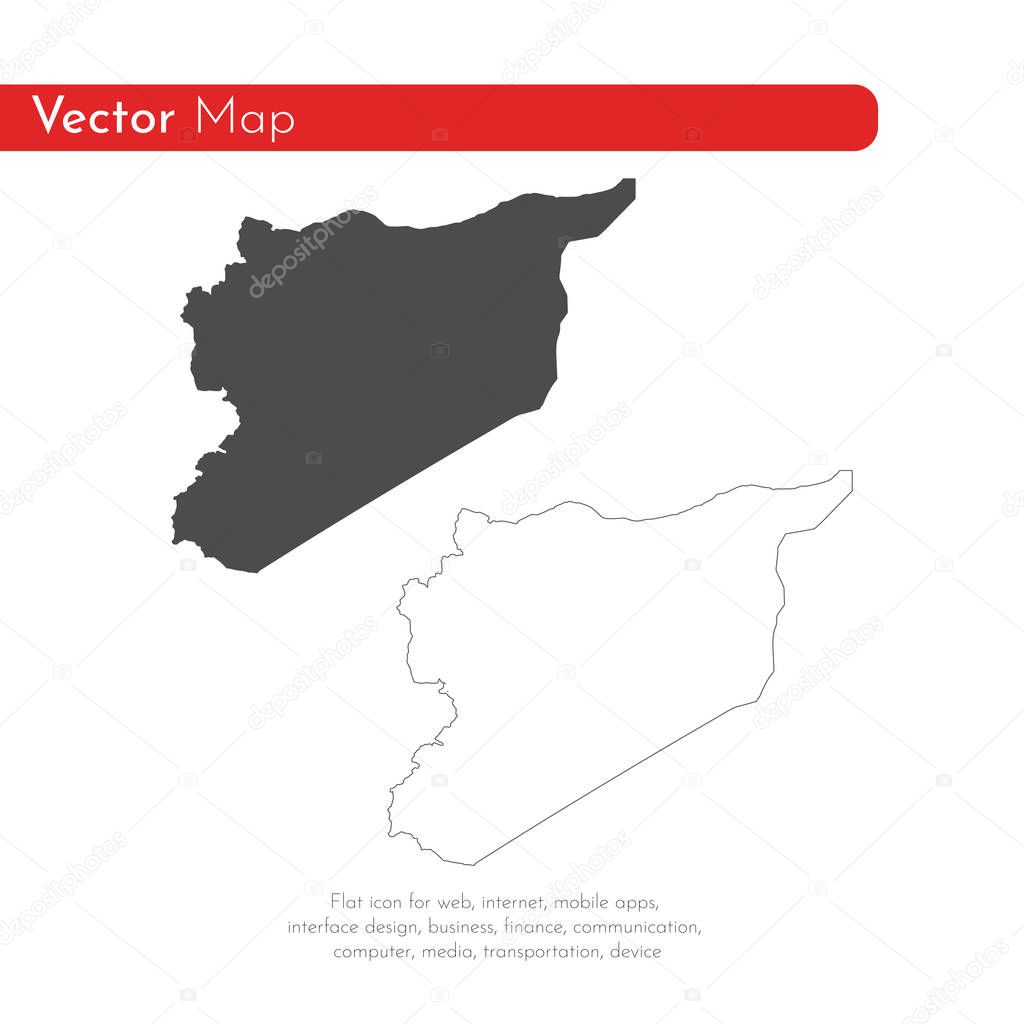 Vector map Syria. Isolated vector Illustration. Black on White background. EPS 10 Illustration.