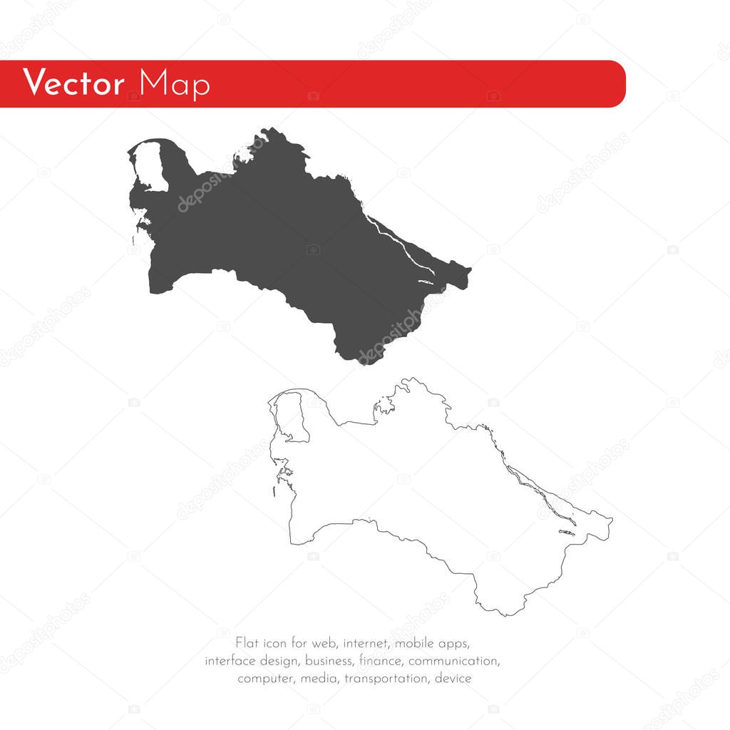 Vector map Turkmenistan. Isolated vector Illustration. Black on White background. EPS 10 Illustration.