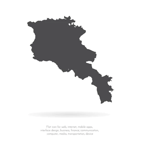 Mappa Vettoriale Armenia Illustrazione Del Vettore Isolato Nero Sfondo Bianco — Foto Stock