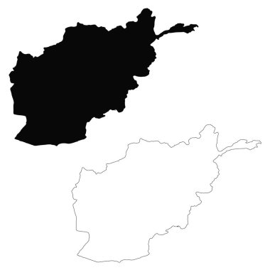 Vektör harita Afganistan. İllüstrasyon izole vektör. Beyaz arka plan üzerine siyah. EPS 10 illüstrasyon.