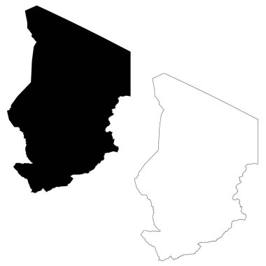 Harita Çad. İzole İllüstrasyon. Beyaz arka plan üzerinde siyah.