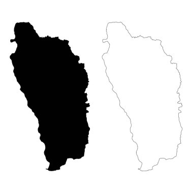 Dominika haritası. İzole İllüstrasyon. Beyaz arka plan üzerinde siyah.