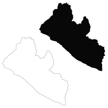 Liberya haritası. İzole İllüstrasyon. Beyaz arka plan üzerinde siyah.