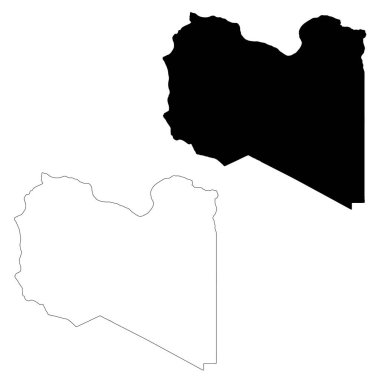 Harita Libya. İzole İllüstrasyon. Beyaz arka plan üzerinde siyah.