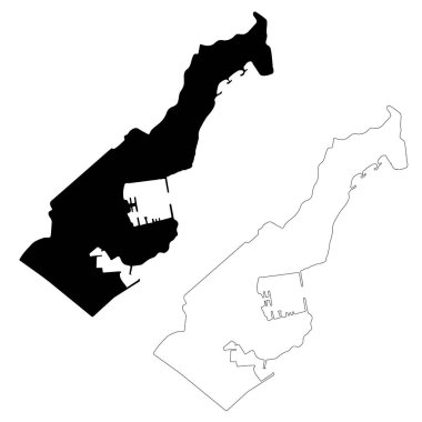 Harita Monako. İzole İllüstrasyon. Beyaz arka plan üzerinde siyah.