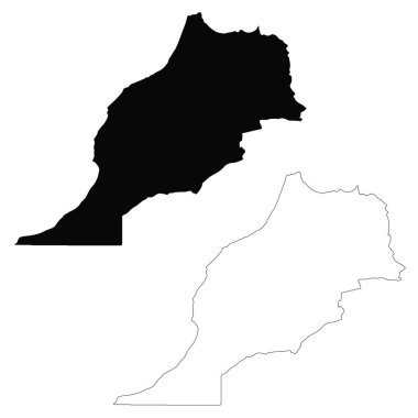 harita Fas. İzole İllüstrasyon. Beyaz arka plan üzerinde siyah.