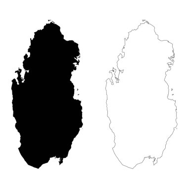 harita Katar. İzole İllüstrasyon. Beyaz arka plan üzerinde siyah.