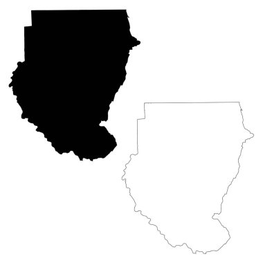 Güney Sudan haritası. İzole İllüstrasyon. Beyaz arka plan üzerinde siyah.