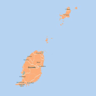 Harita Grenada. İzole İllüstrasyon. Beyaz arka plan üzerinde siyah.