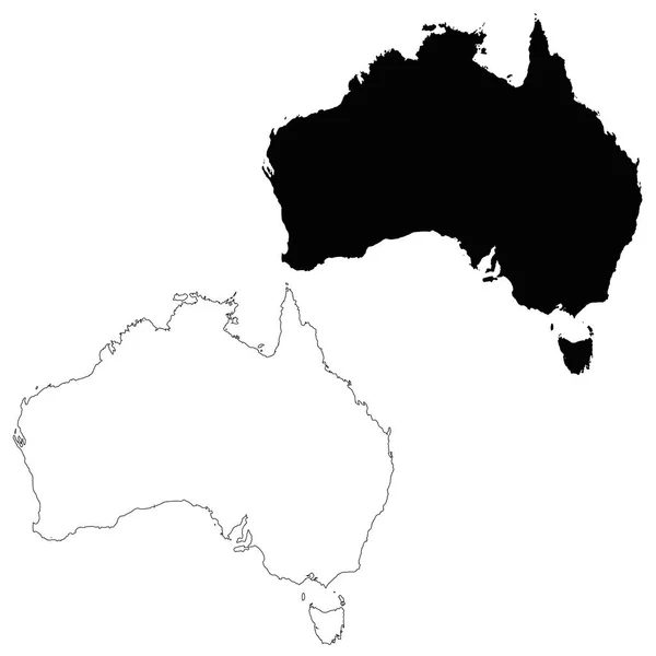 Carte Vectorielle Australie Illustration Vectorielle Isolée Noir Sur Fond Blanc — Photo