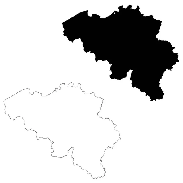 Mapa Vetorial Bélgica Ilustração Vetorial Isolada Preto Sobre Fundo Branco — Fotografia de Stock