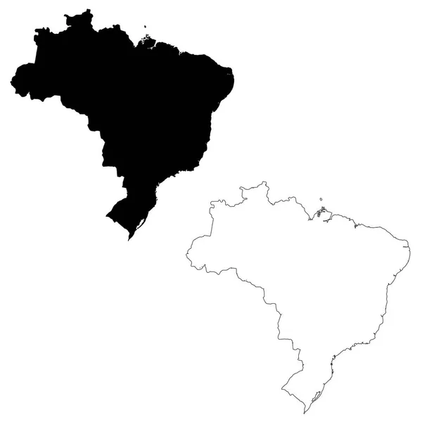 Mapa Vectorial Brasil Ilustración Vectorial Aislada Negro Sobre Fondo Blanco — Foto de Stock