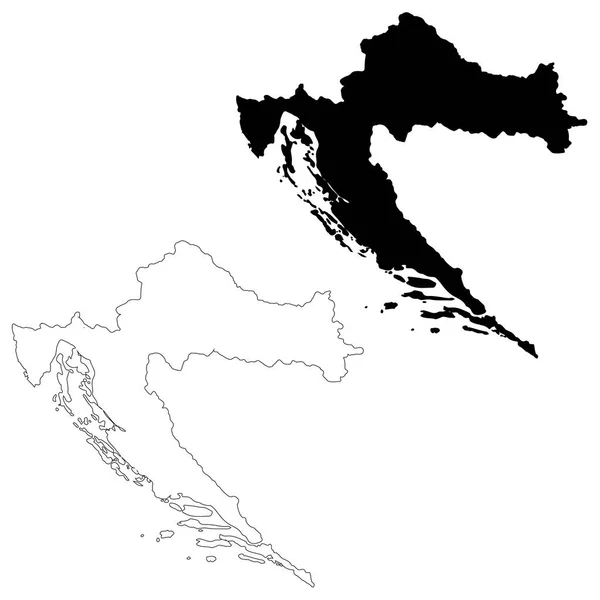 Map Croatia Isolated Illustration Black White Background — Stock Photo, Image