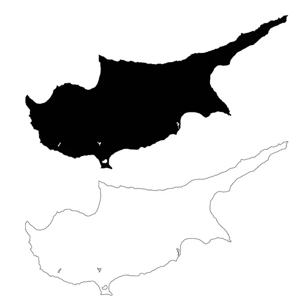 Karta Cypern Isolerad Illustration Svart Vit Bakgrund — Stockfoto