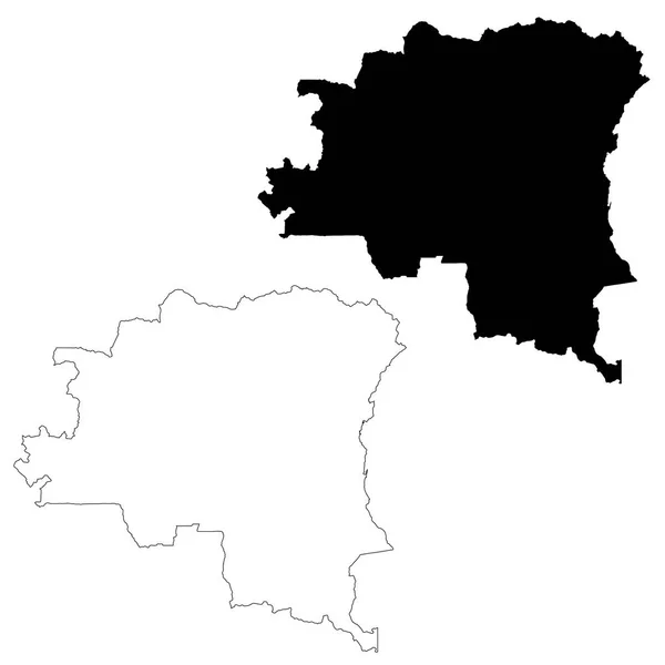 地図コンゴ民主共和国 分離されたイラスト 白い背景に黒 — ストック写真