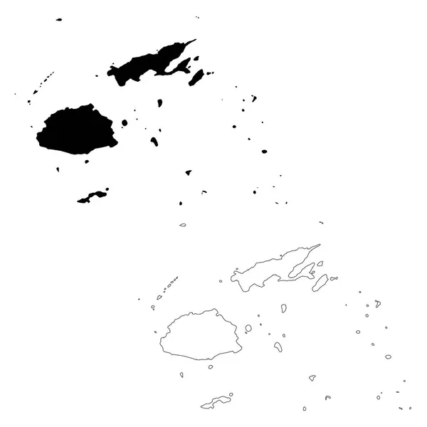 地図フィジー 分離されたイラスト 白い背景に黒 — ストック写真