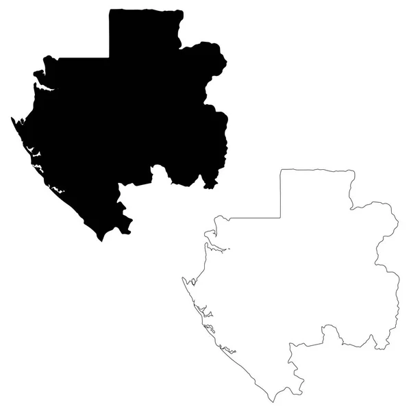 Χάρτη Της Γκαμπόν Απομονωμένη Απεικόνιση Μαύρο Λευκό Φόντο — Φωτογραφία Αρχείου