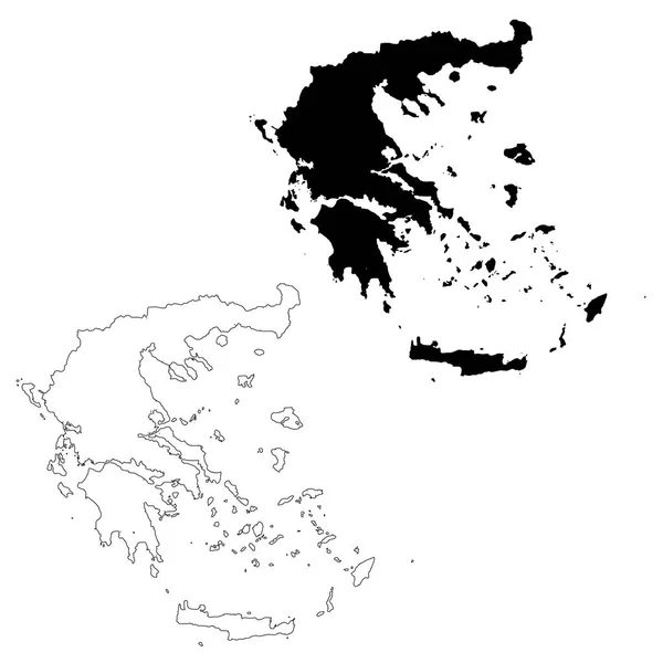 Map Greece Isolated Illustration Black White Background — Stock Photo, Image