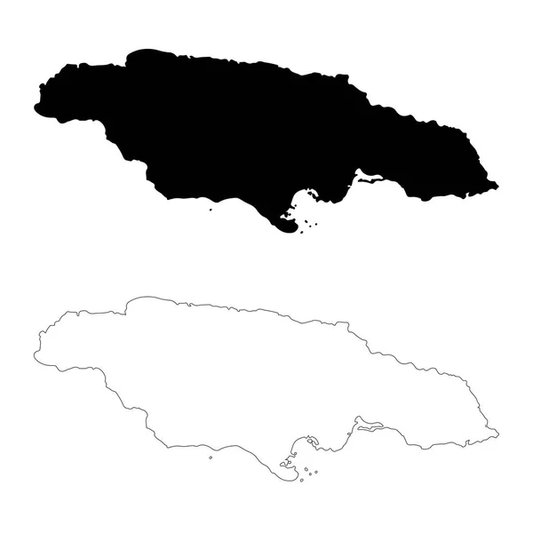 Karte Jamaica Einzelne Illustrationen Schwarz Auf Weißem Hintergrund — Stockfoto