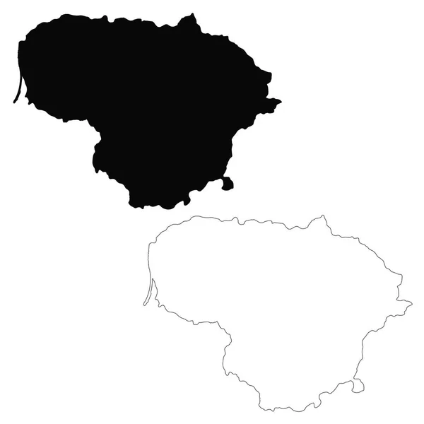 Kaart Litouwen Geïsoleerde Illustratie Zwart Witte Achtergrond — Stockfoto