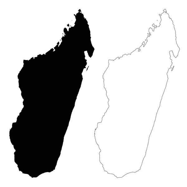 Χάρτη Της Μαδαγασκάρης Απομονωμένη Απεικόνιση Μαύρο Λευκό Φόντο — Φωτογραφία Αρχείου