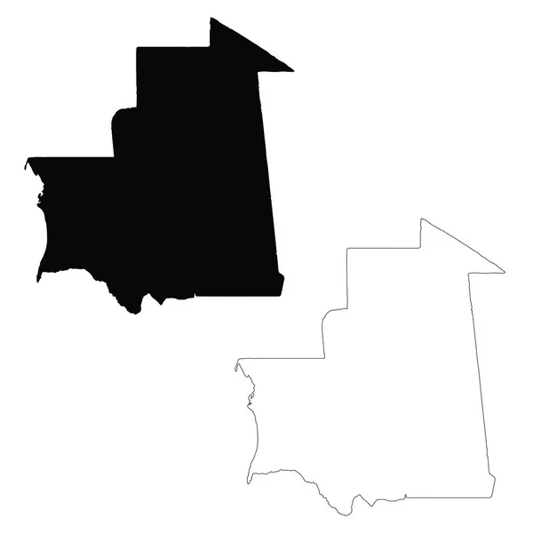 Karte Mauretanien Einzelne Illustrationen Schwarz Auf Weißem Hintergrund — Stockfoto