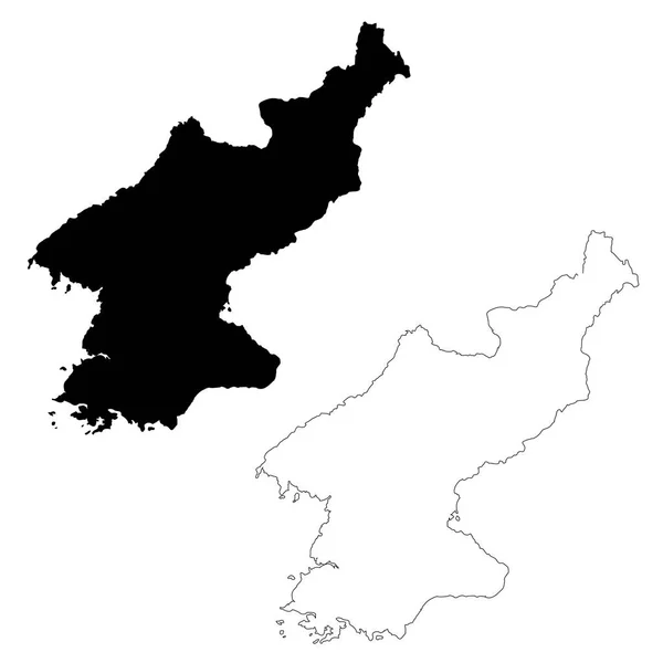 Mapa Coreia Norte Ilustração Isolada Preto Fundo Branco — Fotografia de Stock