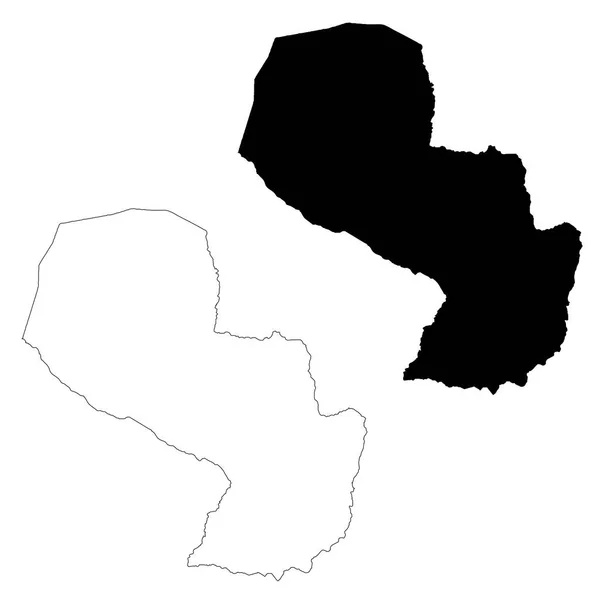 Χάρτη Της Παραγουάη Απομονωμένη Απεικόνιση Μαύρο Λευκό Φόντο — Φωτογραφία Αρχείου