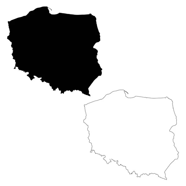Kaart Polen Geïsoleerde Illustratie Zwart Witte Achtergrond — Stockfoto