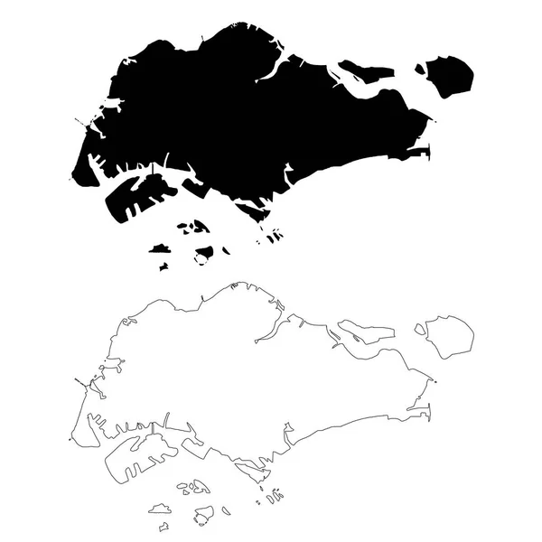 Mapa Singapura Ilustração Isolada Preto Fundo Branco — Fotografia de Stock