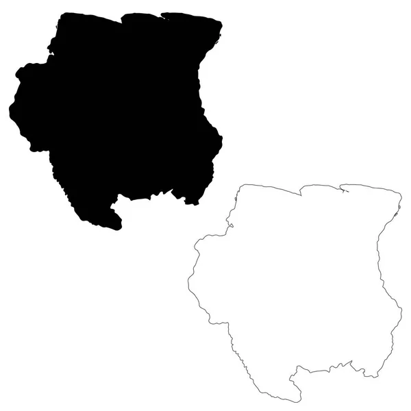 Χάρτη Του Σουρινάμ Απομονωμένη Απεικόνιση Μαύρο Λευκό Φόντο — Φωτογραφία Αρχείου
