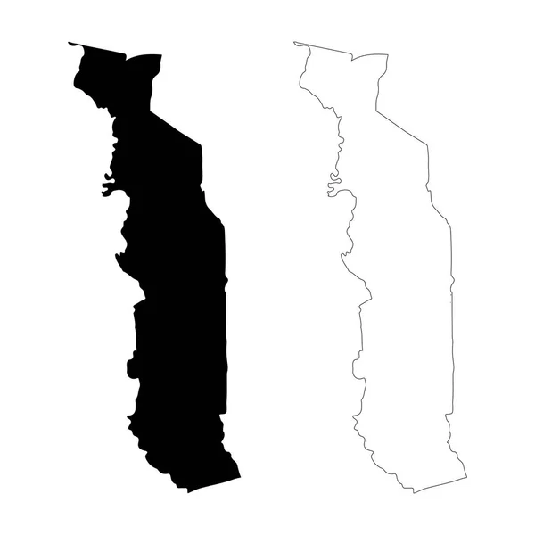 Map Togo Isolated Illustration Black White Background — Stock Photo, Image