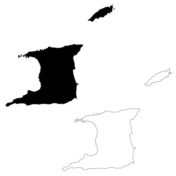 地图特立尼达和多巴哥 独立插图 白色背景上的黑色 — 图库照片