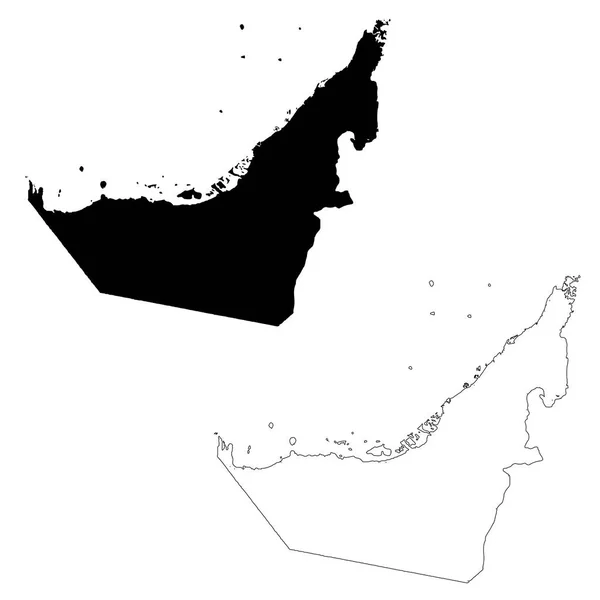 Karta Förenade Arabemiraten Isolerad Illustration Svart Vit Bakgrund — Stockfoto