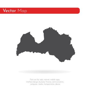 Harita Letonya. İzole İllüstrasyon. Beyaz arka plan üzerinde siyah.