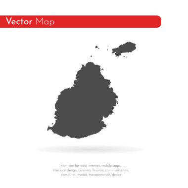 Harita Mauritius. İzole İllüstrasyon. Beyaz arka plan üzerinde siyah.