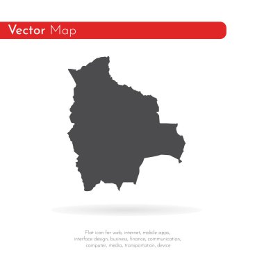 Harita Bolivya. İzole İllüstrasyon. Beyaz arka plan üzerinde siyah.