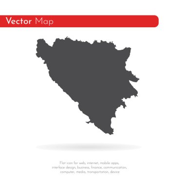 Bosna-Hersek haritasını gösterin. İzole İllüstrasyon. Beyaz arka plan üzerinde siyah.