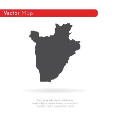 Harita Burundi. İzole İllüstrasyon. Beyaz arka plan üzerinde siyah.