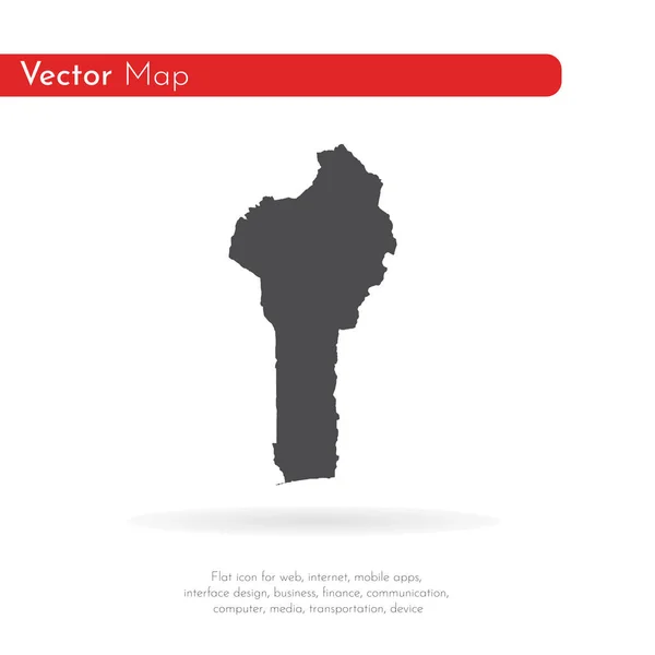 地図ベナン 分離されたイラスト 白い背景に黒 — ストック写真