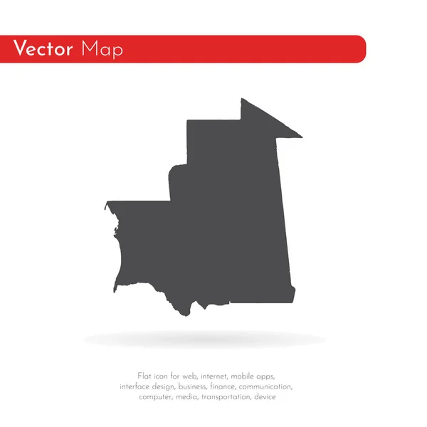 Χάρτη Της Μαυριτανίας Απομονωμένη Απεικόνιση Μαύρο Λευκό Φόντο — Φωτογραφία Αρχείου