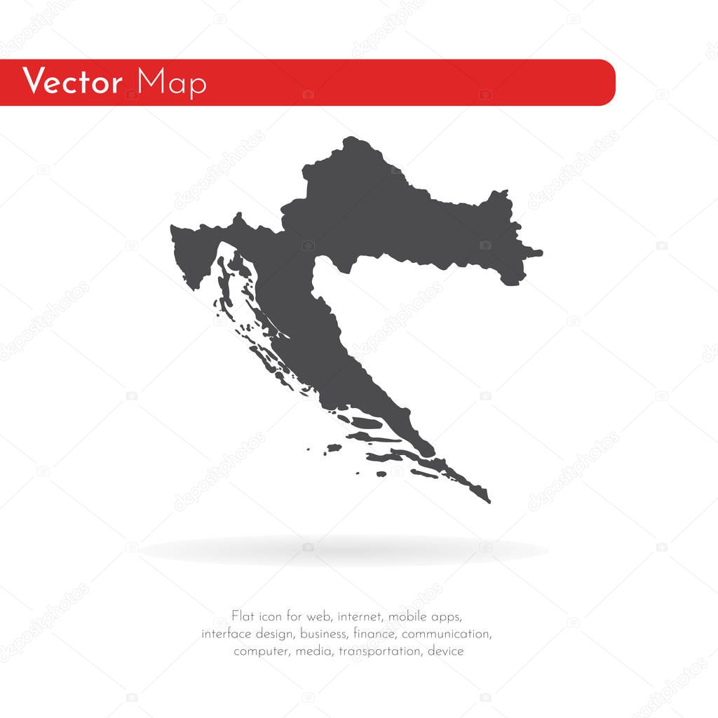 map Croatia. Isolated Illustration. Black on White background.