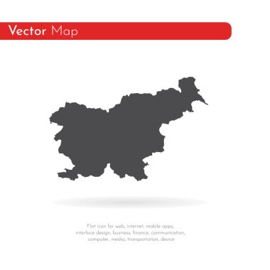 harita Slovenya. İzole İllüstrasyon. Beyaz arka plan üzerinde siyah.