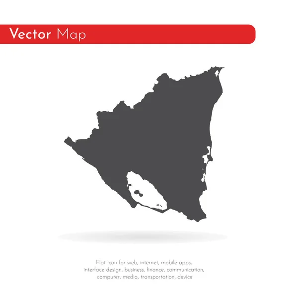 地図ニカラグア 分離されたイラスト 白い背景に黒 — ストック写真