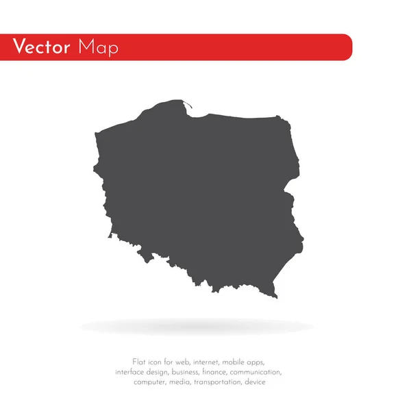 地图波兰 独立插图 白色背景上的黑色 — 图库照片